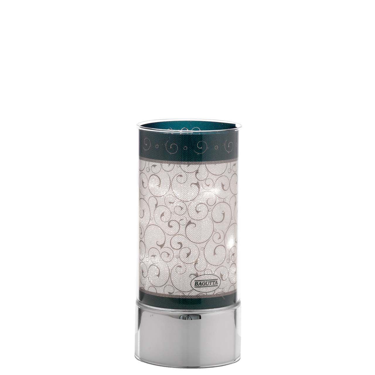 LAMPADA IN VETRO H. 20 CON DECORO RICCIOLI VERDI